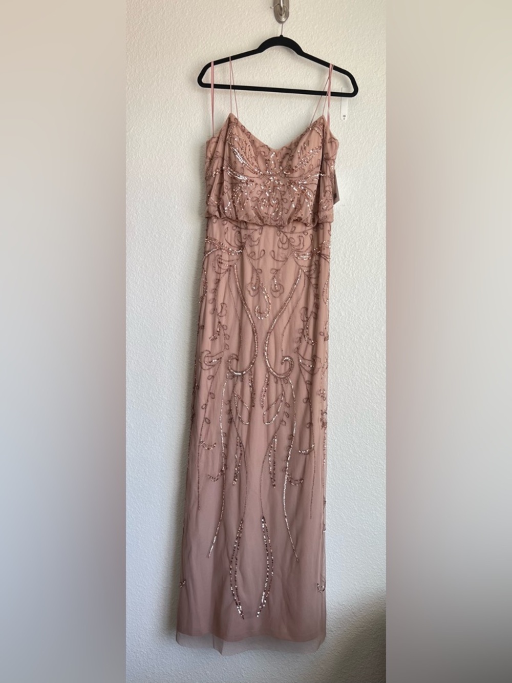 Adrianna Papell Rose Gold Sequin Evening Dress